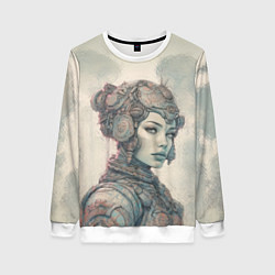Свитшот женский Кибернетическая девушка воин, цвет: 3D-белый