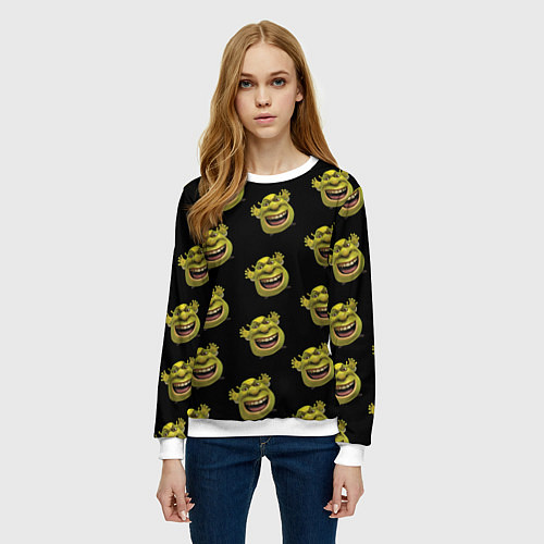 Женский свитшот Паттерн - Шрек / 3D-Белый – фото 3