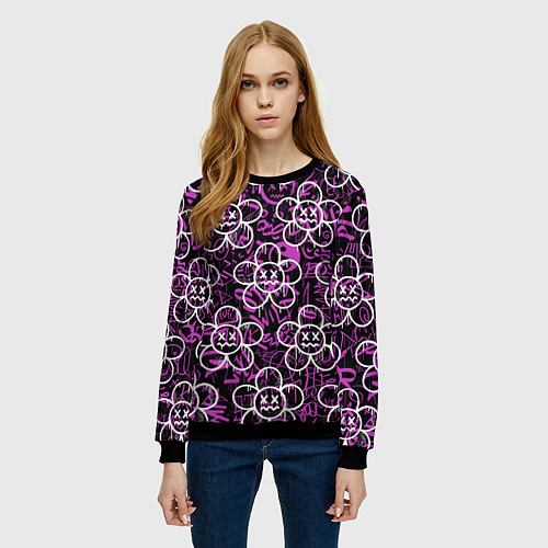 Женский свитшот Узор граффити / 3D-Черный – фото 3