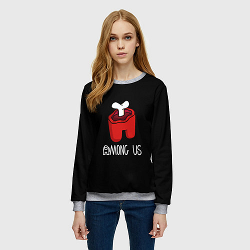 Женский свитшот Among us logo red / 3D-Меланж – фото 3