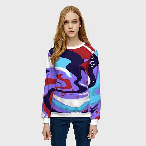 Женский свитшот Клякса абстракция / 3D-Белый – фото 3