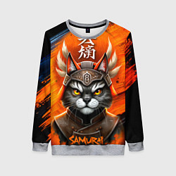 Свитшот женский Cat samurai, цвет: 3D-меланж