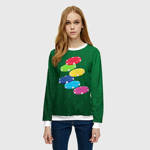 Женский свитшот Фишки -игра / 3D-Белый – фото 3