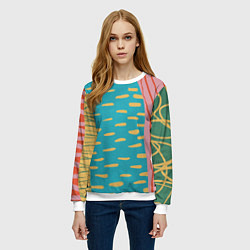 Свитшот женский Абстрактный пейзаж, цвет: 3D-белый — фото 2