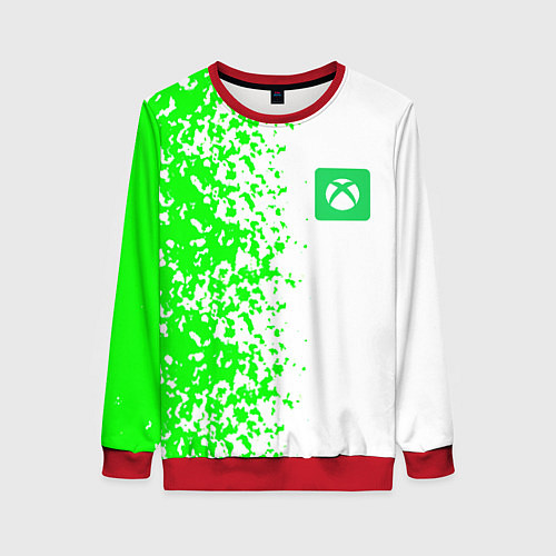 Женский свитшот Xbox кислотные зеленые краски / 3D-Красный – фото 1