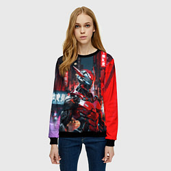 Свитшот женский Бронированный красный киборг, цвет: 3D-черный — фото 2