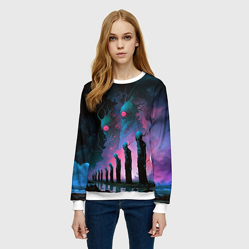 Женский свитшот Инопланетные монстры / 3D-Белый – фото 3