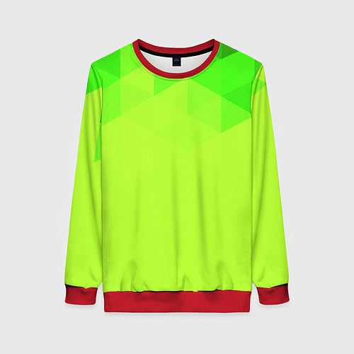 Женский свитшот Кислотная геометрия лайм / 3D-Красный – фото 1