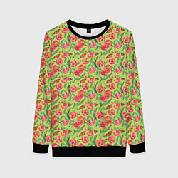 Женский свитшот Тюльпаны и бабочки