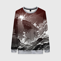 Свитшот женский Клыкастая акула, цвет: 3D-меланж