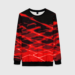 Женский свитшот Красные абстрактные полосы на чёрном фоне
