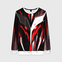 Свитшот женский Красно-белый абстрактный демонический шлем, цвет: 3D-белый