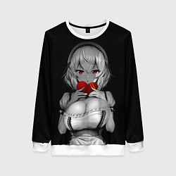 Свитшот женский Аниме девушка с сердцем в руках, цвет: 3D-белый