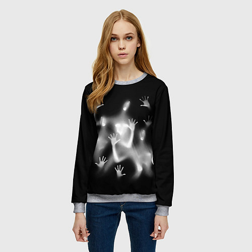 Женский свитшот Белые призрачные силуэты Y2K / 3D-Меланж – фото 3