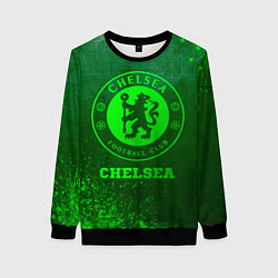Свитшот женский Chelsea - green gradient, цвет: 3D-черный