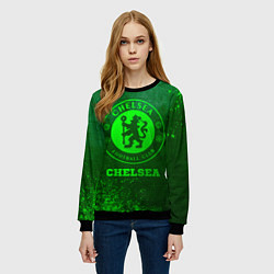 Свитшот женский Chelsea - green gradient, цвет: 3D-черный — фото 2