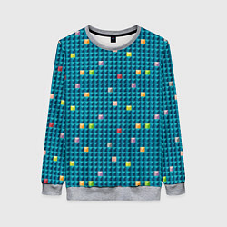 Свитшот женский Синяя мозаика с цветными деталями, цвет: 3D-меланж