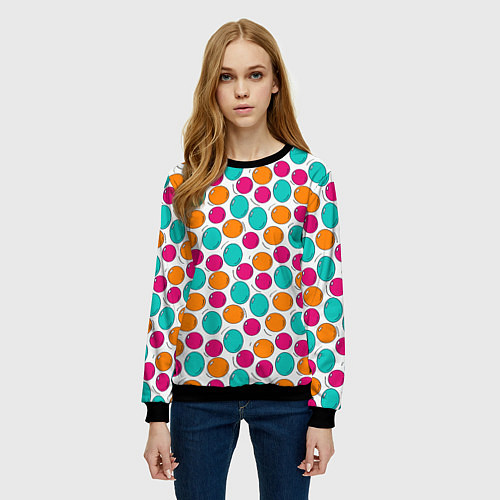 Женский свитшот Паттерн с цветными пузырями / 3D-Черный – фото 3