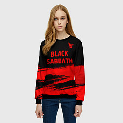 Свитшот женский Black Sabbath - red gradient посередине, цвет: 3D-черный — фото 2