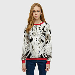 Свитшот женский Black and white abstraction, цвет: 3D-красный — фото 2