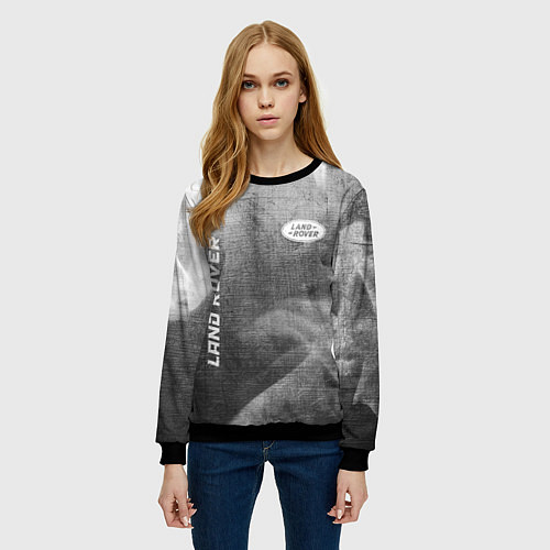 Женский свитшот Land Rover - grey gradient вертикально / 3D-Черный – фото 3