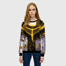 Свитшот женский Yellow stripes on a black and white background, цвет: 3D-черный — фото 2