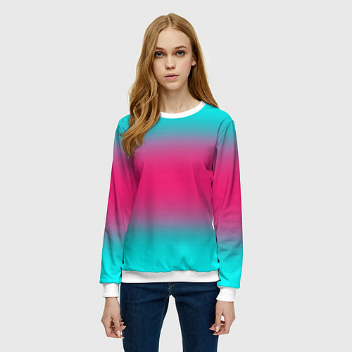 Женский свитшот Градиент текстура неон / 3D-Белый – фото 3