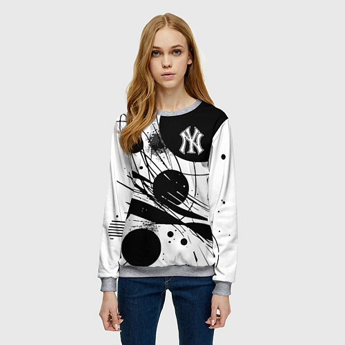 Женский свитшот New York Yankees baseball team - abstraction / 3D-Меланж – фото 3