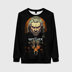 Свитшот женский Ведьмак с волком, цвет: 3D-черный