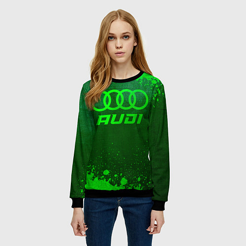 Женский свитшот Audi - green gradient / 3D-Черный – фото 3