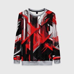 Женский свитшот Red and white abstraction on a black background