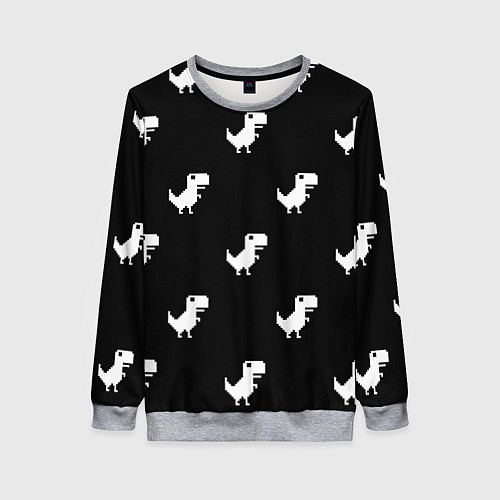 Женский свитшот С пиксельными силуэтами 8 бит динозавриков / 3D-Меланж – фото 1