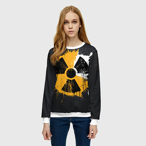 Женский свитшот Знак радиации / 3D-Белый – фото 3