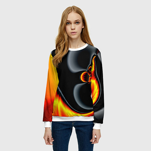 Женский свитшот Фрактальный узор абстракция / 3D-Белый – фото 3