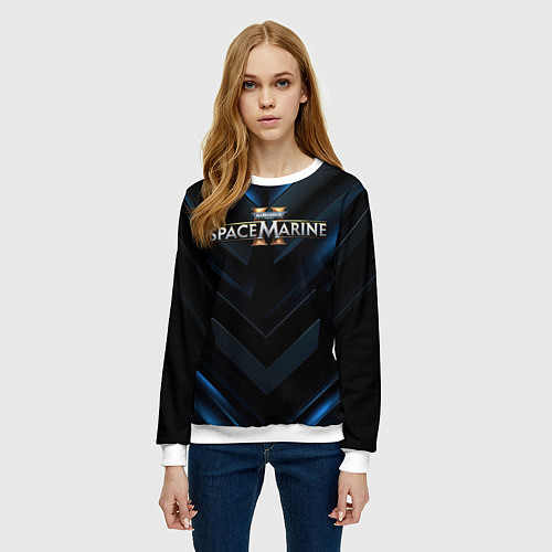 Женский свитшот Warhammer 40000 space marine 2 лого / 3D-Белый – фото 3