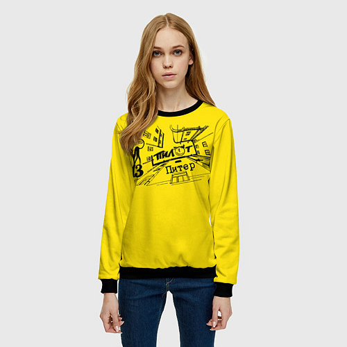 Женский свитшот Пилот Питер / 3D-Черный – фото 3