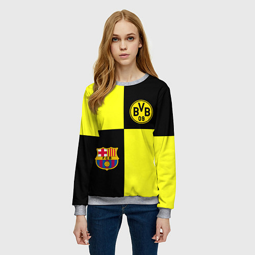 Женский свитшот Barcelona x Borussia / 3D-Меланж – фото 3