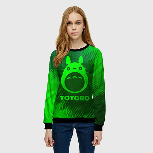 Женский свитшот Totoro - green gradient / 3D-Черный – фото 3