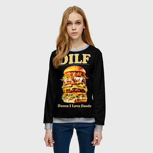 Женский свитшот DILF - damn I love foods / 3D-Меланж – фото 3