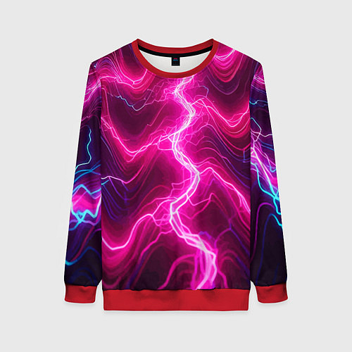 Женский свитшот Pink lightnings - ai art fantasy / 3D-Красный – фото 1