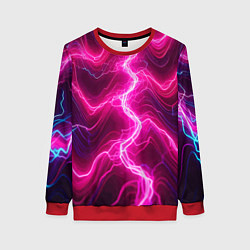 Свитшот женский Pink lightnings - ai art fantasy, цвет: 3D-красный