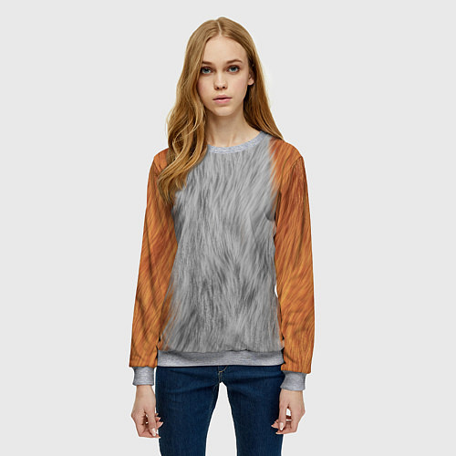 Женский свитшот Мех рыжей лисы / 3D-Меланж – фото 3
