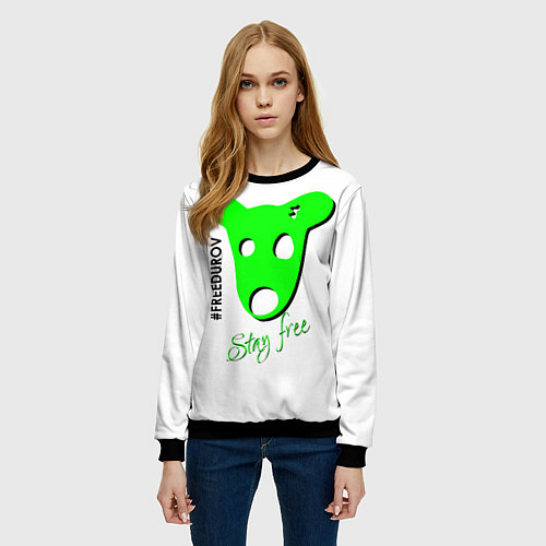 Женский свитшот Freedurov stay free / 3D-Черный – фото 3