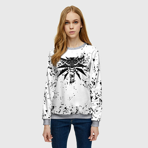 Женский свитшот Ведьмак краски лого / 3D-Меланж – фото 3