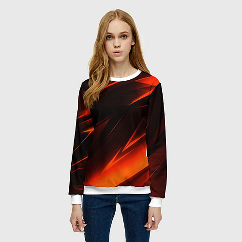 Женский свитшот Geometry orange stripes / 3D-Белый – фото 3