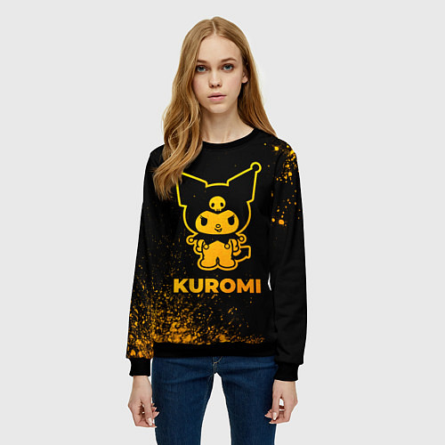 Женский свитшот Kuromi - gold gradient / 3D-Черный – фото 3