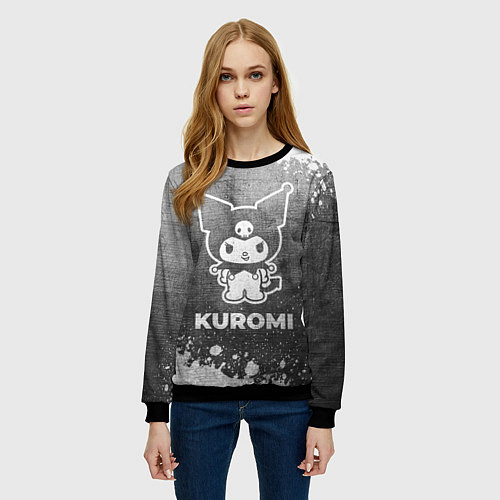 Женский свитшот Kuromi - grey gradient / 3D-Черный – фото 3