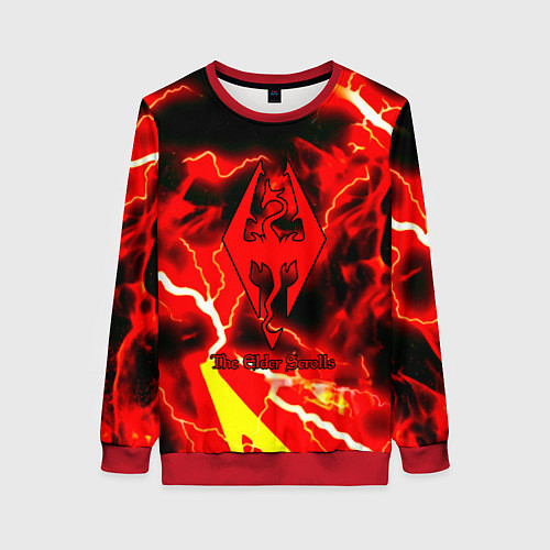Женский свитшот Skyrim red storm logo / 3D-Красный – фото 1