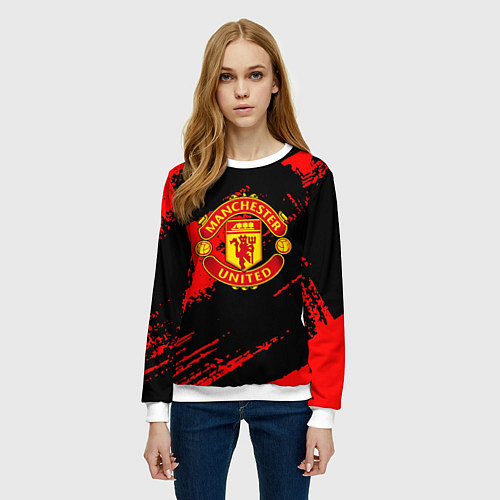 Женский свитшот Манчестер Юнайтед фк / 3D-Белый – фото 3