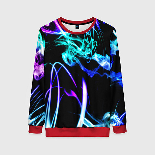 Женский свитшот Неоновый дым текстура / 3D-Красный – фото 1